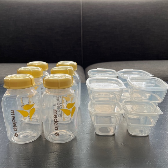 Medela Other - 6 Medela Breast Milk Bottles (150 mls) + 8 Baby Cubes Food Storage Containers